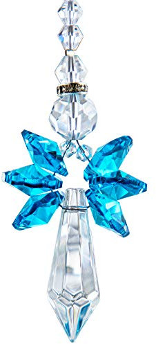Regenbogen-Schutzengel-Kristall-Sonnenfänger als Haus-/Auto-Dekoration & Veranda-Dekor & Behang, Kristallglas-Ornament für Mütter und Frauen, Blau