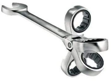 CHIAVE COMBINATA 32 mm A CRICCHETTO TESTA SNODABILE PIEGHEVOLE CHROME VANADIUM