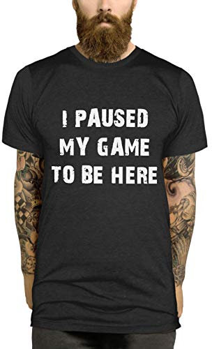 Gaming T Shirt - I Paused My Game to Be Here, Gamer Gifts for Boys and Men, Black, Medium - Mens