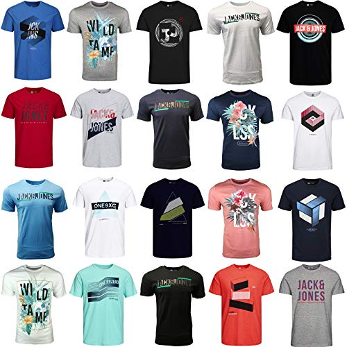 JACK & JONES Herren T-Shirt 3er 6er 9er Mix Pack Rundhals Tee Baumwollmix