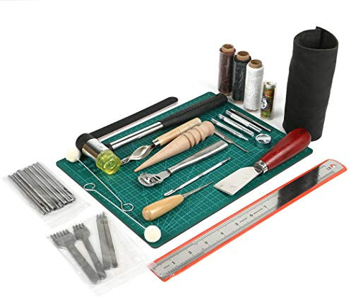 JasCherry 61 Piezas Kits de Herramientas para Coser Cuero a Mano de Costura - Practico DIY Set de Coser de Artesanía Cuero #7