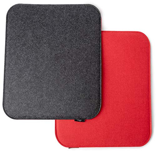 FilzGut sitzkissen Filz/Outdoor Filzsitzkissen 40x33 2er Set Filz Sitzauflage Wendekissen Sitzpolster Eckbank Filz Stuhlauflage für Haus und Garten Rot Dunkelgrau