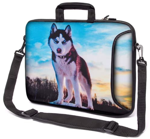 Funky Planet Wasserdichte Laptoptasche 15 Zoll - 15,6 Zoll Notebook Tasche aus Neopren - Laptop Case - Wasserfeste Laptop Hülle mit Tragegriff & Schultergurt - Notebooktasche mit Einzigartigem Design