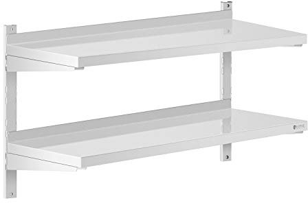 Royal Catering Étagère Murale Cuisine Tablette Flottante INOX 100 cm RCWR-1000.4 (100 x 40 cm, Pose Murale, Épaisseur 3,5 cm, Capacité 40 kg)