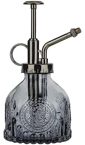 ZIUHEOA Plant Mister - Botella de agua de cristal para riego (16,3 cm, boquilla de alta atomización, sellada, a prueba de fugas, para plantas de jardín, flores (gris)