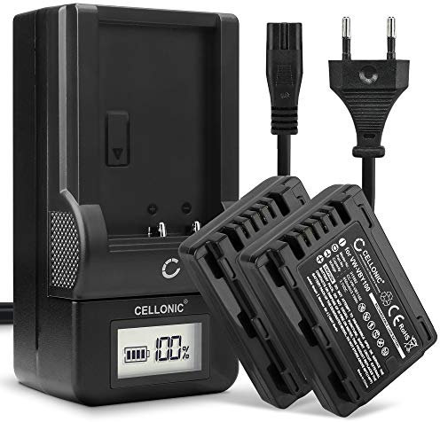 CELLONIC, Batteria per Fotocamera, Compatibile con Panasonic VW-VBY100, HC‑V110, HC‑V130 (3.7V, 850mAh) 2 Pezzi + Caricabatterie