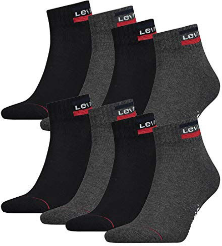 8 Paar Levis 144NDL Mid Cut SPRTWR L Unisex Socken Strümpfe 902011001, Farbe:Mid Grey/Black, Socken & Strümpfe:35-38