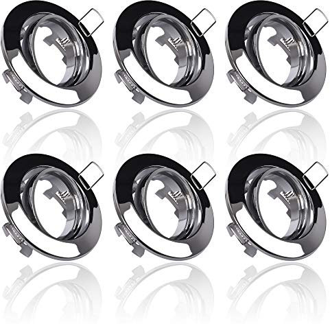 6x MAXKOMFORT Einbaustrahler IP20 mit GU10 Fassung RUND schwenkbar chrom Einbauspot Einbauleuchte Rahmen Rostfrei Deckenspot Strahler Spot M802