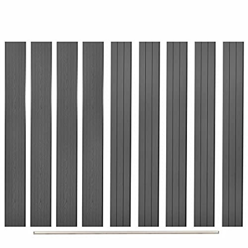Ersatz-Zaunbretter, WPC Zaunlatten 170 cm Grau, Holz-Kunststoff-Verbund & Aluminium, für Gartenzaun Privatsphäre und Sicherheit