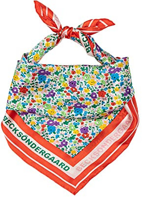 Becksöndergaard Collette Sia Scarf Rot/Bunt (Grenadine) - Schal für Frauen aus Seide mit Blumenmuster - L: 65 x B: 65 cm - 2201650009-201