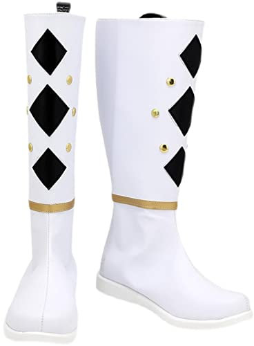 Super Sentai Cosplay Bianco PU Stivali Tacco Alto Scarpe Halloween Cosplay Prop Adulto, Come P, 33W
