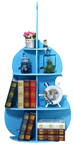 Bücherregal Ecke Künstlerischer Cello-Modellbau Bücherschrank, Bilderbuch Für Jungen Und Mädchen Im Wohnzimmer Regale, Dekorative Verzierungen, (Color : Blue, S : 110 * 55cm)