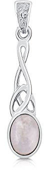 DTPsilver® 925 Sterling Silber Keltischer Knoten Anhänger mit natürlichen Edelsteinen - Mondstein