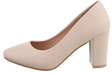 Ital Design Damen Pumps mit Blockabsatz, runde Spitze