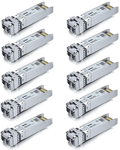 ipolex 10 PCS 10Gb SFP+ SR Multimode LC Transceiver, 10GBase-SR Modul Kompatibel mit Cisco SFP-10G-SR, Ubiquiti UniFi UF-MM-10G, TP-Link TXM431-SR, Meraki, Zyxel, Netgear etc. (MMF, 850-nm, 300-m)