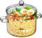 GANAZONO Olla de cristal para sopa, Olla de Sopa de Vidrio para Placa de Inducción, Olla multifuncional de vidrio transparente de con tapa para ensalada, sopa de pasta y leche