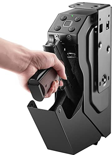 Gvqng Fingerprint Short Gun Safe, with Digital Keyboard/Replacement Key, Mini Weapon Safe, Wall Gun Holder, with Combination Lock and 2 Spare Keys