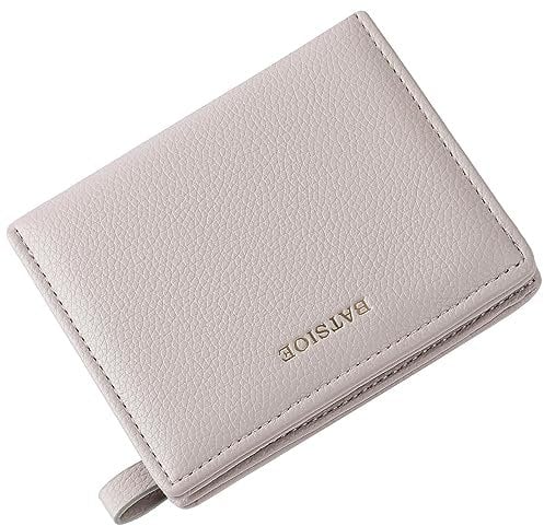 RRANCharltu Geldbörse Damen klein Leder Kleines Portemonnaie Mini Kurzer Damen Geldbeutel mit Zipper Münzfach Brieftasche (Grau)