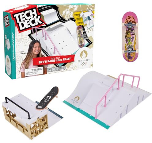 Tech Deck - Finger Skate – Park X-Connect Sky Brown – Offizielles Lizenzprodukt der Olympischen Spiele Paris 2024 – Skatepark – Mini-Skate-Finger – Spielzeug für Kinder – Kinderspiel ab 6 Jahren