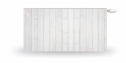 HUBDECO Magnetische Heizkörperverkleidung - 120x60 cm - Magnet Heizkörperabdeckung - Motiv Weißes Holz - Wasserdicht Erhöhte Abriebfestigkeit Paneel-Heizkörperabdeckung