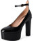 Scarpe da Donna con Plateau e Tacco Grosso in Vernice Punta Chiusa Punta Tonda Cinturino alla Caviglia Cinturino Abito Cerimonia Nuziale Sexy Discoteca Scarpe décolleté,Nero,43 EU