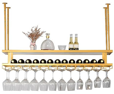 LIGUOYI Weinglasregal, Weinglashalterung Hangend Stabil Höhe Und Breite Verstellbar Rail Weinglashalter Leicht Zu Montieren Flaschen- Und Glashalte, Gläser Aufbewahrungsbügel Für Bar Küche