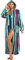 Alexander Del Rossa Fleece-Bademantel mit Reißverschluss vorne, Kapuzen-Bademantel für Damen, langer Bademantel, Aqua und Magenta gestreift, Large