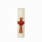 Jaspers Hausosterkerze, Ostertischkerze 200 x Ø 50 mm Kreuz, Lamm in Rot/Gold (Wachsauflage)