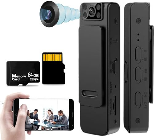 2024 New HD 1080P Noise Reduction Camera, Built-in 64GB Card, Hidden Spy Camera with 180° Rotatable Lens, Mini Body Camera with Audio and Video Recording Wearable (WiFi Version)