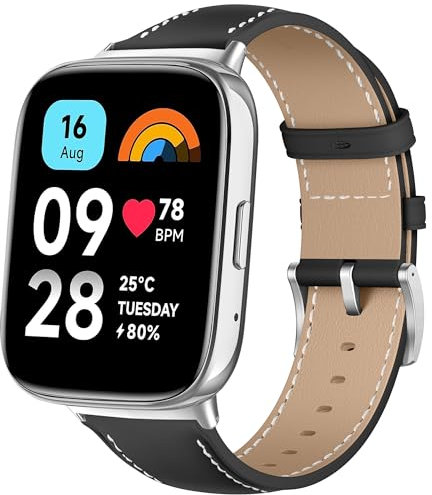 KoGiio Pelle Cinturino Compatibile con Xiaomi Redmi Watch 3 Active, Cinturino di Ricambio a Sgancio Rapido per Uomo e Donna, Cinturino Smartwatch Compatibile con Xiaomi Redmi Watch 3 Active - Nero