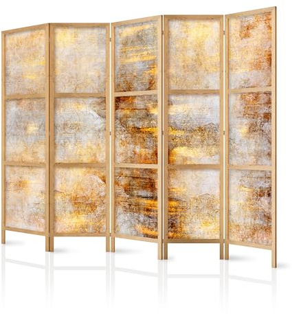 murando - Paravent Japonais Décoratif Intérieur, Vieilli, 225x172 cm | 5 Panneaux, Toile Imprimée, Séparation de Pièce, Impression sur une Seule Face, Pliable, Cadre en Bois, Moderne pour Salon