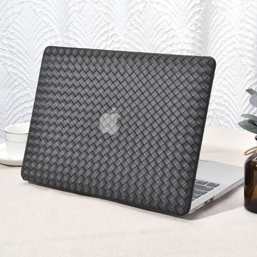 Vozehui Compatible with MacBook Air 13.6 inch Case 2024 2022 A3113 M3 A2681 M2 Chip Liquid Retina Display Touch ID, Leather Plastic Hard Shell Case Transparent Keyboard Cover,BlackTartan PVC Leather