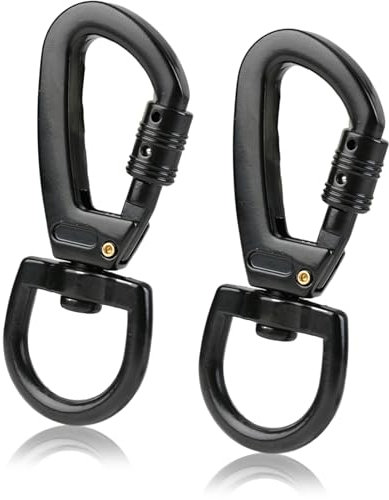 Karabinerhaken mit Drehgelenk,Karabiner für Hundeleine Wirbelkarabiner 2PCS, Robusten Wirbel Schnappkarabiner Scherenkarabiner für Hundeleine, Bergsteigen, Schlüsselbund (A:Schwarz)