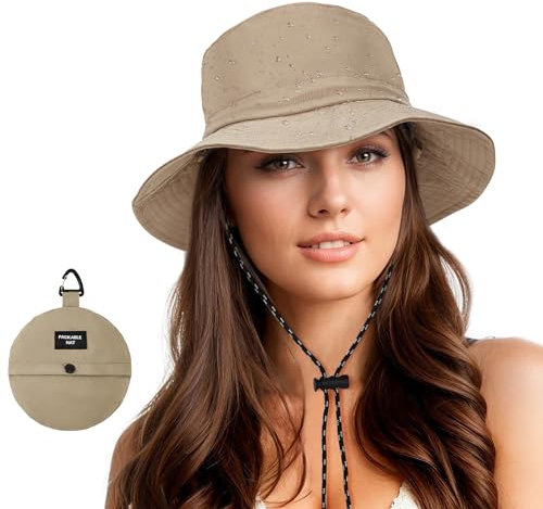 Durio Regenhut Damen Wasserdicht Fischerhut Damen Herren Anglerhut Bucket Hat Sonnenhut Faltbar Tragbar Outdoor Sommerhut Khaki