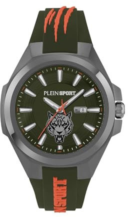 Philipp Plein Herren Uhr Analog Quarz TIGERMASTER PS7BA0624 Silikonarmband mit Tigerkopf-Design