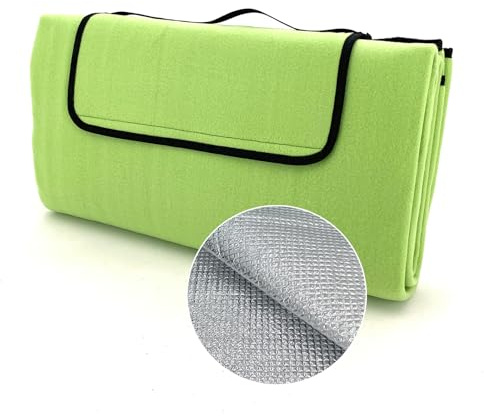 heimtexland XL Picknickdecke wasserdicht Outdoor Strandmatte Isomatte waschbar Campingdecke faltbar mit Tragegriff Festival Zelten Picknick Strand Decke Typ549 Hellgrün 200x200 cm