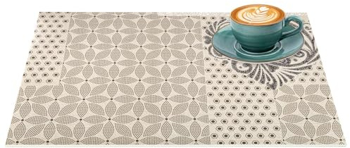 ANRO Platzset Ornament Beige 35x50 cm – 1 Stück, abwaschbar | Schont die Möbelplatte vor Hitzerändern und Abdrücken. Praktisch in Ferienwohnung, Büro und Gastronomie.