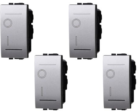 Interruttore Bipolare 0-1 16A, Compatibile Con Bticino Living Light (4 Pezzi, Grigio)