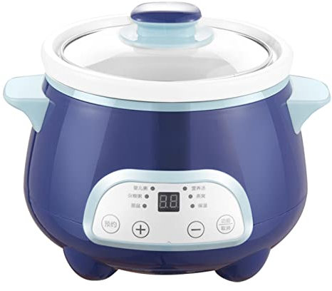 Cooking Pot, Digital Slow Cooker Electric Sear and Stew Pot with Delayed Start Timer, 1.2L Removable Ceramic Inner Pot Multi-Cookers for 1-2 People Family Cooking Dinner, 140W