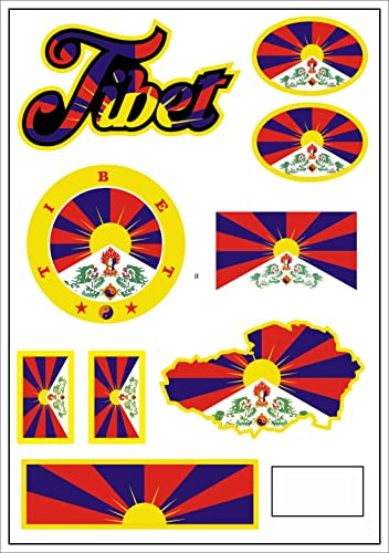 Daged Tibet Aufkleber Karte Stickerbogen - PKW Auto Motorrad Biker Flagge Fahne Deko AK