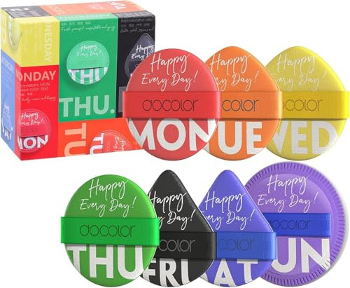 docolor Powder Puff 7 Pcs Makeup Sponges, Triangle Makeup Puff, Non-latex Powder Puffs for Liquid, Cream, and Pressed Powder with Gift Box Packaging