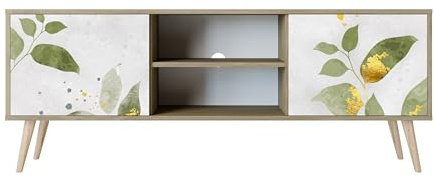 Healancy Biomedical TV Schrank mit Türen - Kommode - Fernsehschrank - Lowboard - Fernsehtisch - Wohnzimmer Möbel - Board mit Stauraum - Tisch - Sideboard - Fernsehrregal Riva-Eiche