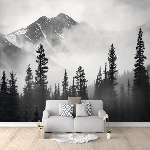 Felsige Berge Neblige Naturlandschaft Tapete Wandbild 3D Fototapete Grau Vliestapete Wandtapete Foto für Modernes Design der Fernseh Hintergrund Wand-Kunst-Deko, 350x256 cm