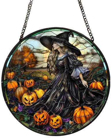 Colgador de puerta de Halloween, letrero de puerta de Halloween,Decoraciones acrílicas para puertas de Halloween, adorno de bruja brillante - Decoración vintage de Halloween, adornos de bruja de Hallo