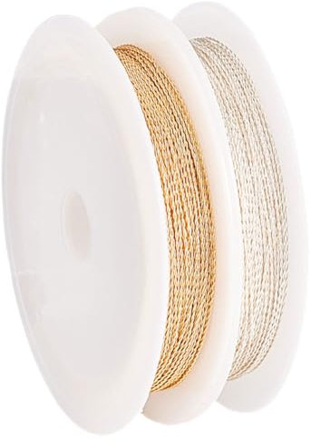 PH PandaHall 24 Gauge Craft Copper Wire Round Twist Wire for Bracelet Jewelry Making 0.5mm Beading Wire for Wire Sculpture Craft Making Home Party Decorations, 32.81 Feet/Roll, 2 Colours