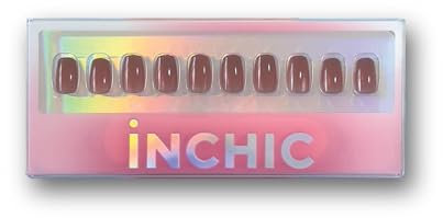 INCHIC Ruby Passion, Short Squoval, Deep Garnet Cat Eye, 30 Pcs Press on Nail