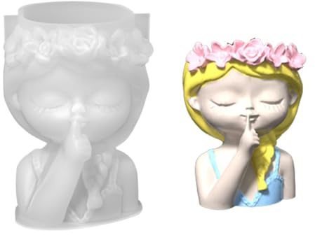 Cute Girl Pen Holder Flower Pot Resin Type Succulent Plant Planter Making Supplies