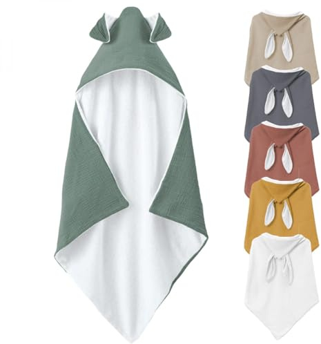 Monsieur Bébé - Baby-Badetuch Innenseite 100% Baumwolle - 100 x 100 cm - Kaninchen