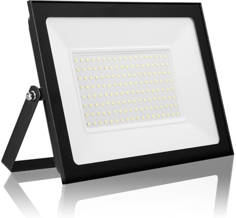 wowspeed LED-Strahler Außen, 150W 15000LM Superhell LED Strahler Außen, 6500K Kaltweiß LED Scheinwerfer, IP66 Wasserfest LED Flutlicht, LED Strahler Mit 180° Verstellbarem Ständer für Hinterhof, Flur