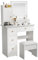 ZenkiHome Dressing Table, Vanity Desk with Square Mirror and Lights, 80cm Vanity Table with Stool,